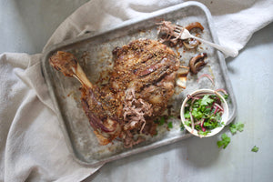 Slow roast lamb shoulder on our 'Jove' food photography background