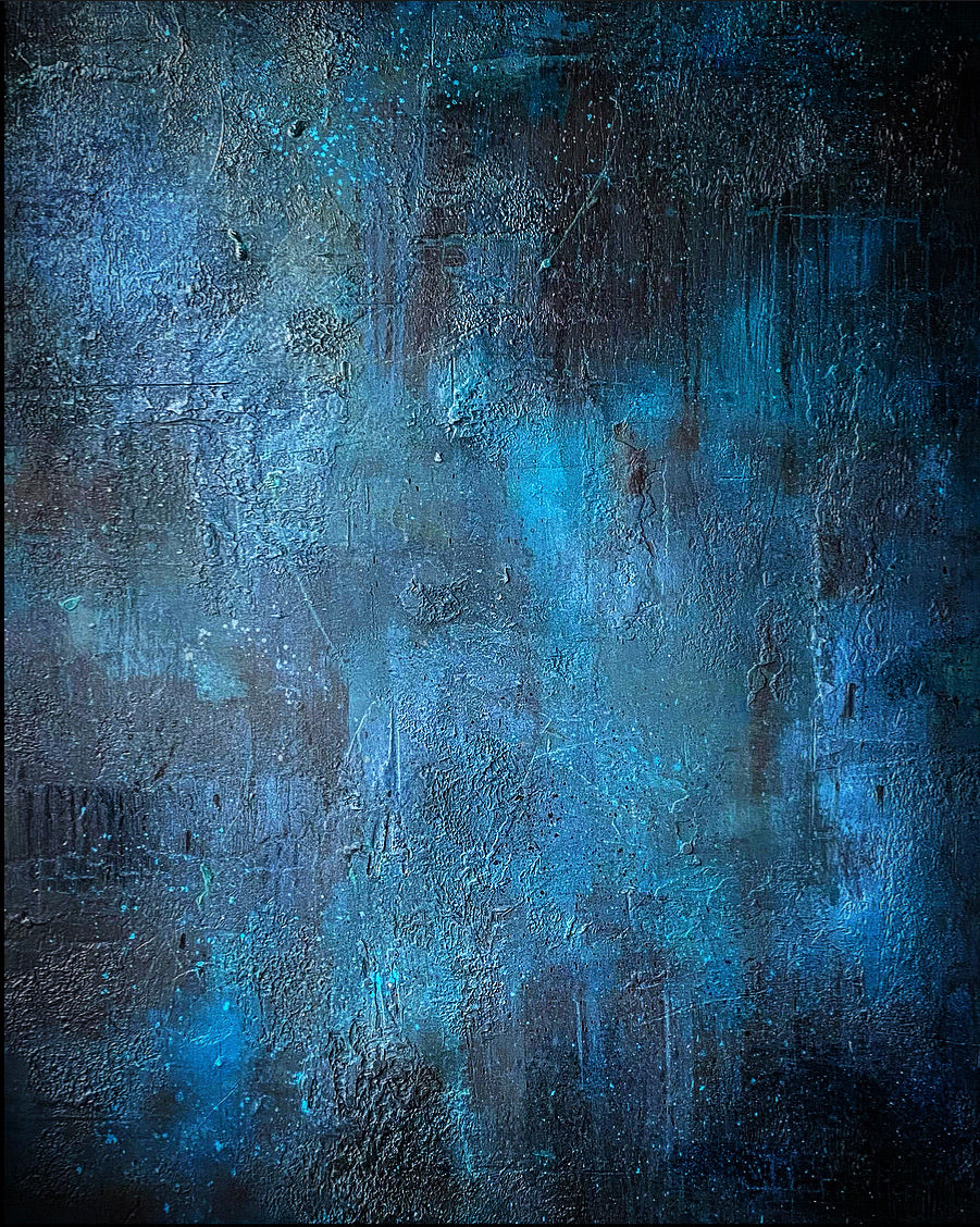 ‘Oslo' 60x60cm Hand-painted Photography Background Board - Black, Teal, Blue