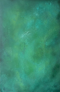 ‘Emily’ Hand-painted photography background, plaster and blended deep greens.